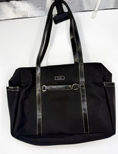Vintage Kate Spade Black Nylon Baby Diaper Bag Tote Leather Trim
