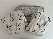Baby Toddler Standard Crib Sheets Lot Of 3 Gray, White Black