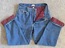 LL Bean Plaid Flannel Lined Jeans Original Fit Denim Pants Womens 10 REG Pants