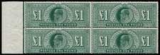 £1 DEEP GREEN SG 320 BLOCK OF FOUR (ALL U/M), pristine fresh L/H sheet...