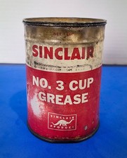 Vintage Sinclair No. 3 Cup  Grease  1 lb. Empty Metal Oil Tin Can Gas Station