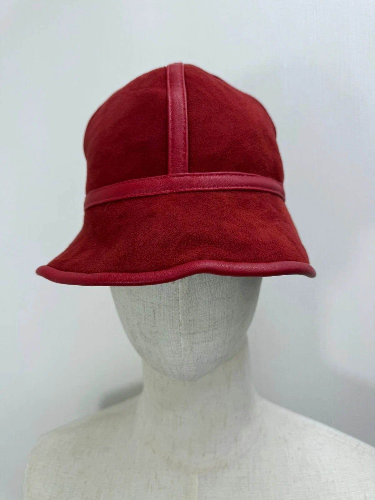 Vintage Shearling Sheepskin Hat Red Suede Leather Winter Cap Warm Cozy
Opens in a new window or tab