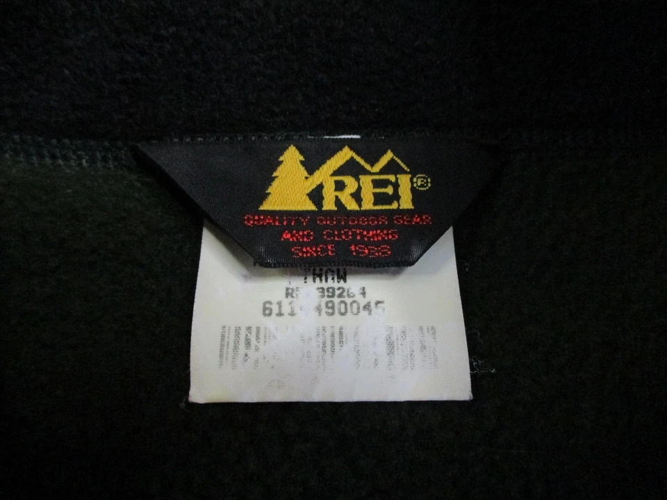 Vintage REI Vest Mens Large Green Deep Pile Fleece Full Zip Pockets Made USA 90s - Image 4 of 4