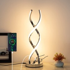 LED Modern Table Lamp, Stepless Dimmable Spiral Table Lamps for Bedroom, 3 Co...