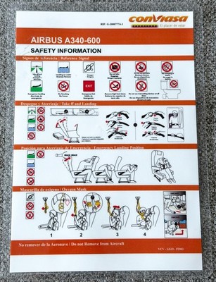 Safety Card Conviasa Airbus A340-600 laminated
