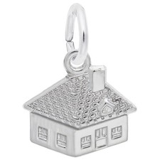 Detailed House Charm - Metal - Sterling Silver
