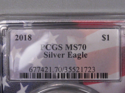 Silver American Eagle 2018 graduación profesional MS70 núcleo de bandera. #30 - Imagen 2 de 5