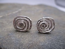 Ohrstecker Spirale 925 Sterlingsilber poliert Muster Rechteck durchbrochen 10 mm