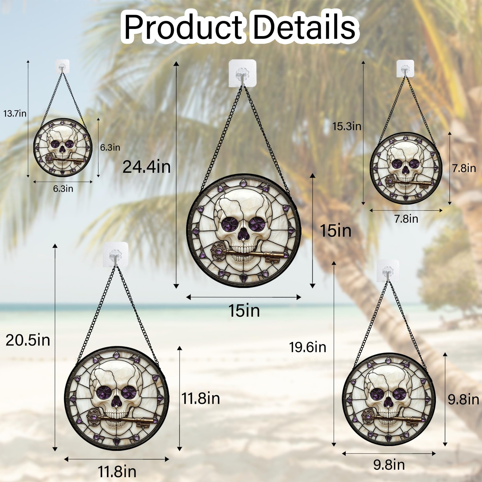 Skull Gothic Halloween Stained Glass Window Hanging Suncatcher Gifts 6. ...
