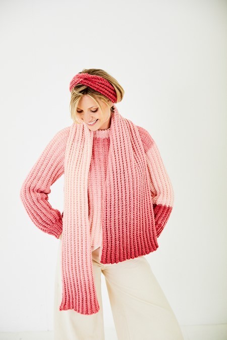 Stylecraft Chunky Knit Pattern 10187  32/34 - 48/50 in Sweater, Headband & Scarf