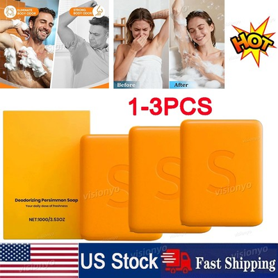 #ad 1 3PCS Swarva Persimmon Soap Bar Body Odor Control Deodorant Soap for Menamp;Women $29.99