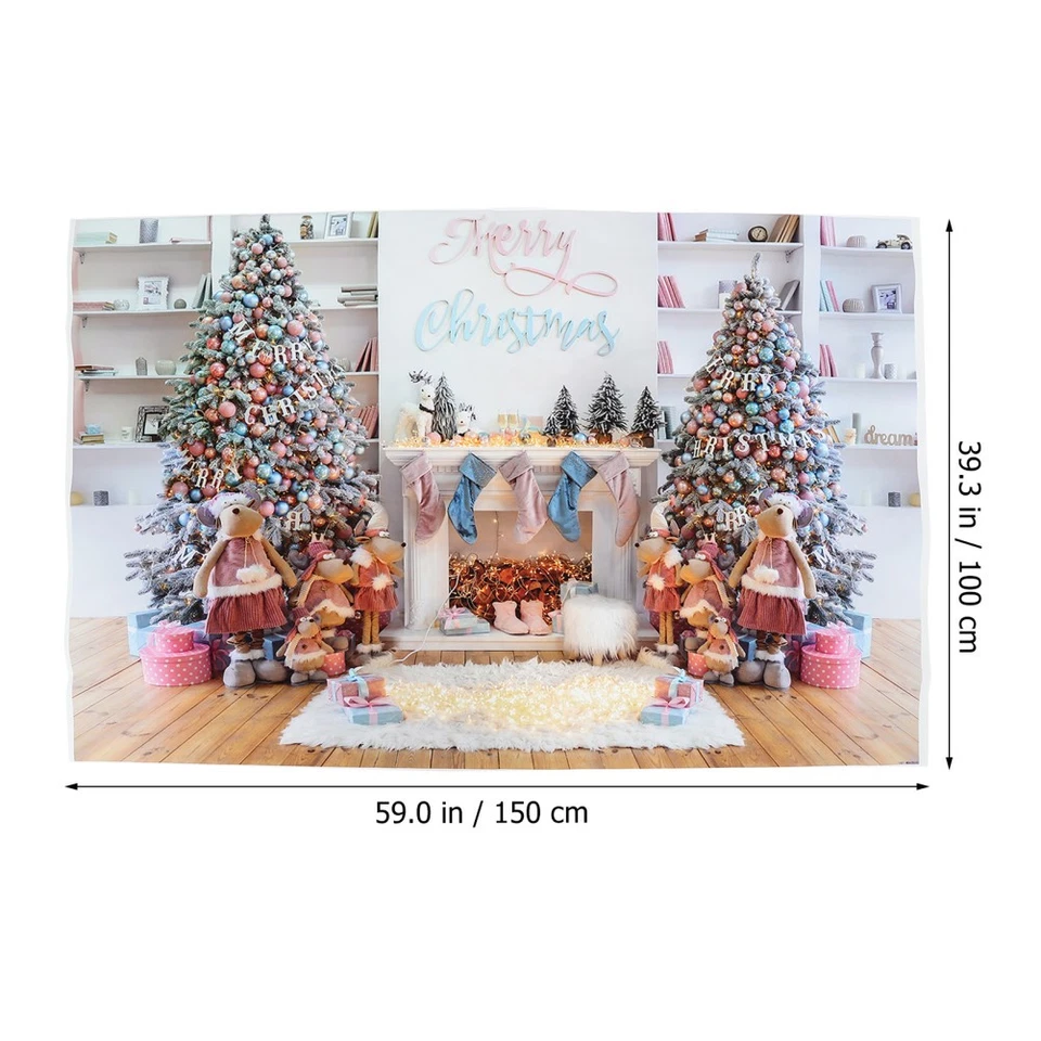 1pc Thème de Noël Photo de toile de fond de cheminée Fond de la photographie - Photo 3/4