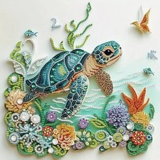 Sea Turtle Animal Special Shape Diamond Art Kits for Adults,5D Diamond Painti...