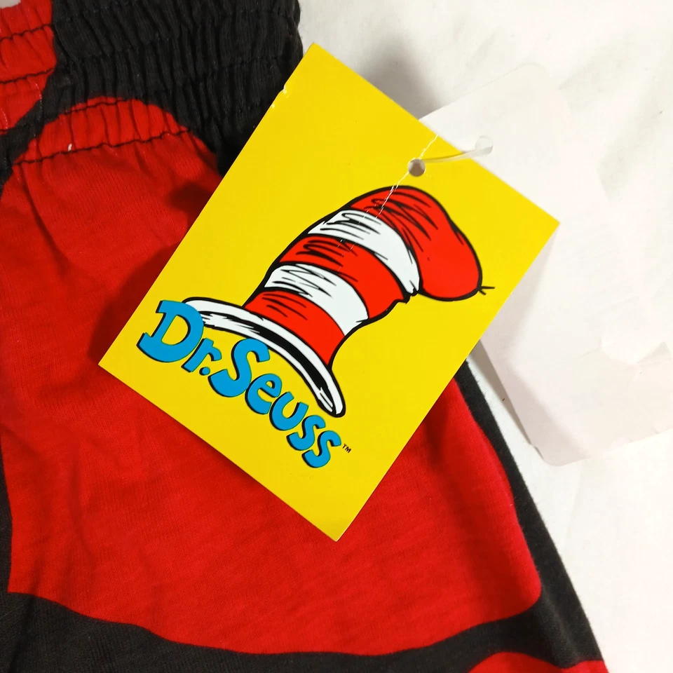 Boxers masculinos vintage da marca Dr. Seuss grandes (36-38) Geen Grinch e corações vermelhos em preto - Imagem 4 de 4