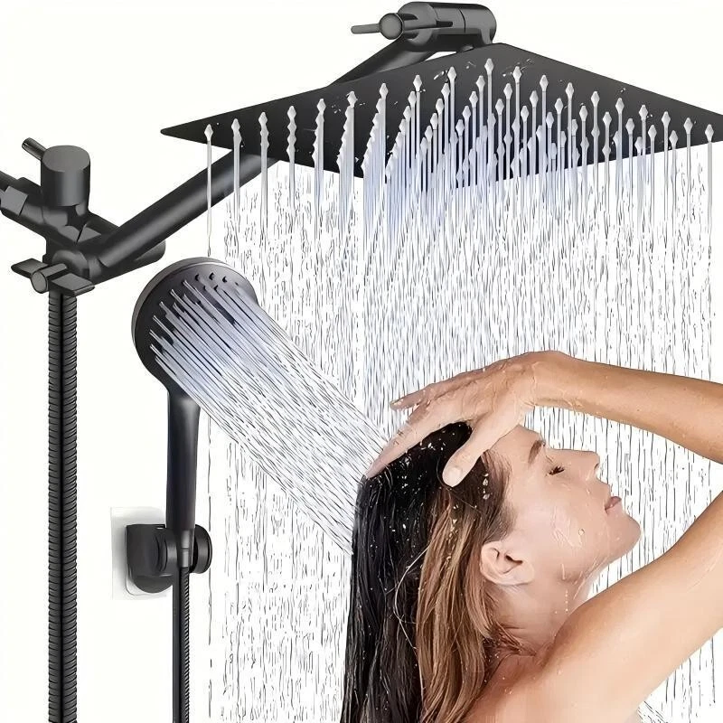 Black 8" Rain Shower Head with Handheld Spray Combo HighPressure Adjustable Arm✔
Opens in a new wind