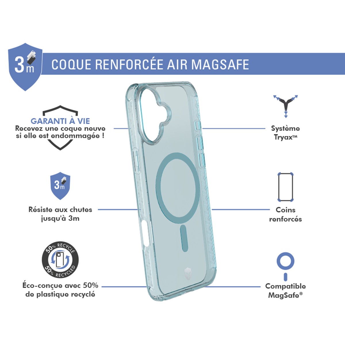 Coque iPhone 16 verte Force Case avec protection renforcée Tryax - 2