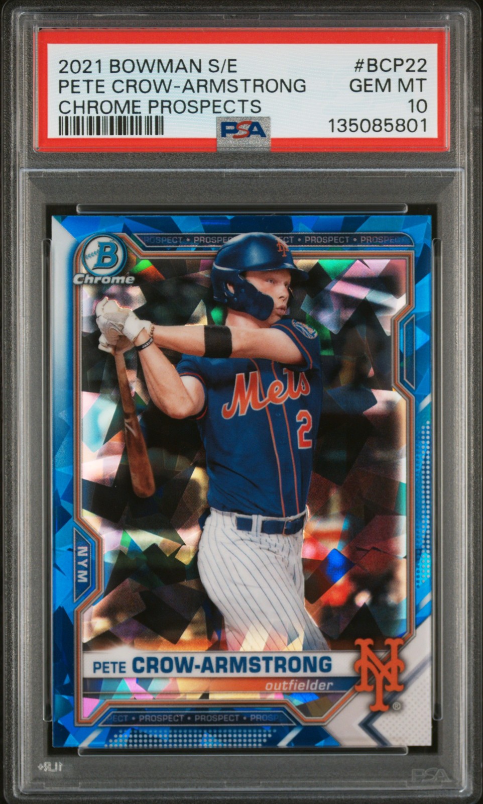 2021 Bowman Sapphire Edition Chrome Prospects Pete Crow-Armstrong #BCP22 PSA-10