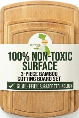 Greener Chef Luxury Bamboo Cutting Board Set of 3 with Glue-Free Surface Tech...