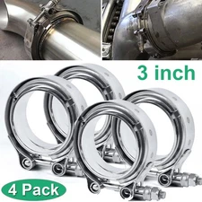 4X Exhaust Downpipe 3inch V-band Clamp 3" Male/Female Flange Kit SS304 stainless