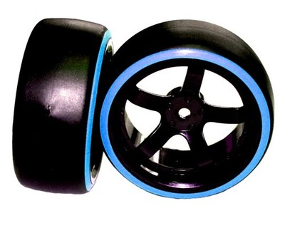 HRC Racing Reifen 1/10 Drift montiert 5-Spoke Felgen 6mm Offset Dual Color Slick