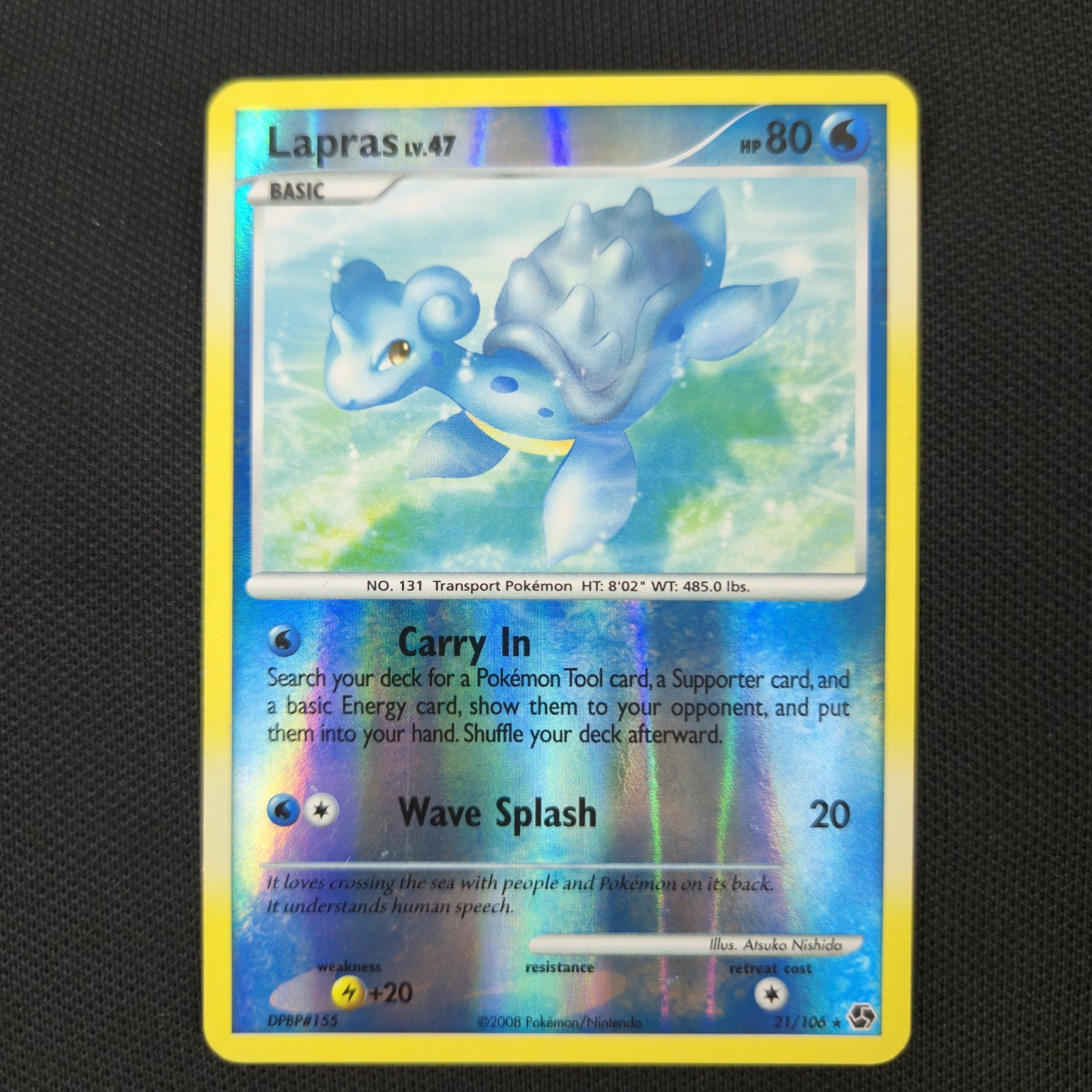 Lapras 21/106 Great Encounters Reverse Holo Diamond Pearl Nintendo Pokemon Card