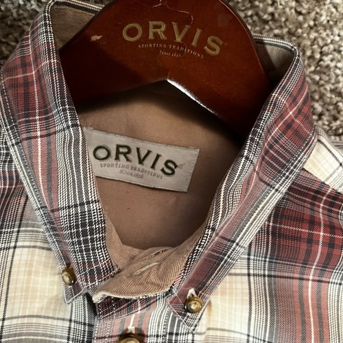 Orvis Men’s Medium Cotton Long Sleeve Button Down Shirt Outdoor Fisherman Hiking - Picture 3 of 9