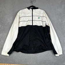 VINTAGE ADIDAS Windbreaker Track Jacket Mens L  Black White Full Zip Collar Y2K
