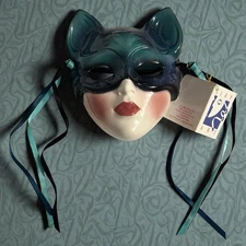 Clay Art Cat Mask About Face Line 1990 Vintage Ceramic Wall Decor Original Tag