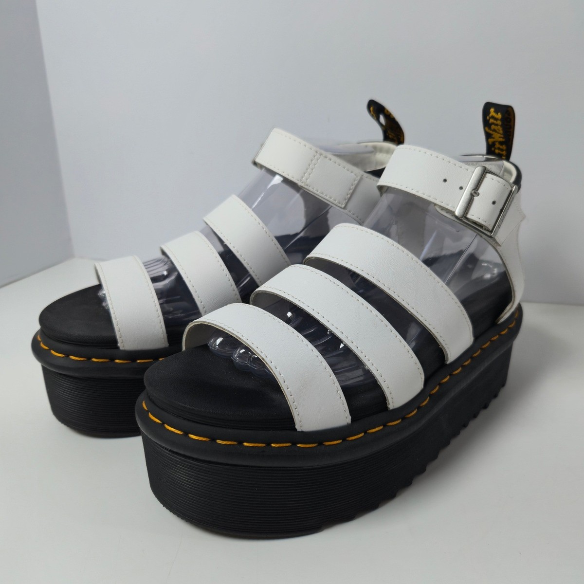 Dr. Martens Blaire Quad Sandals Women 8 White Platform Strappy Gladiator Chunky View 3