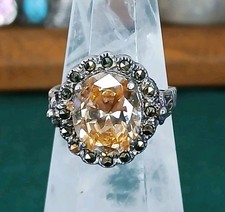 Sterling Cubic Zirconia Marcasite Ring