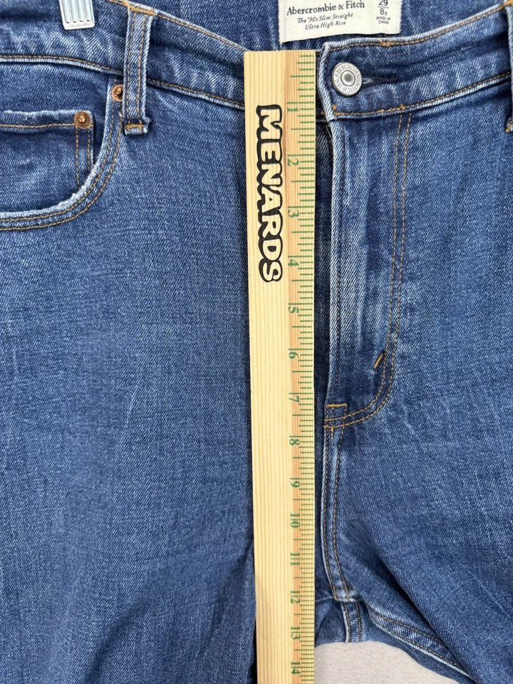 Pantalones de mezclilla para mujer Abercrombie & Fitch talla 29/8 años 90 ajustados rectos tiro ultra alto Foto 4 de 4