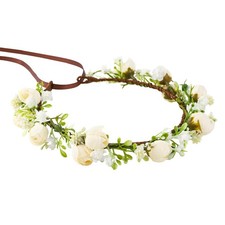 White Flower Crown for Women, Fairy Floral Headband Rose-White