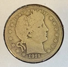 1911 Barber Quarter Philadelphia Pre-WWI 90% Silver Liberty Head Historic Coin