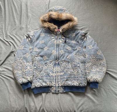 Supreme Bandana Jacquard Denim Hooded Work Jacket Size Large Supreme Bandana Jacquard Denim Hooded Work Jacket Size Large