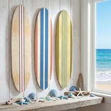 3 PCS Surfboard Wall Decor Large Wooden Hawaiian Beach Tropical Sign 23.6x5.4