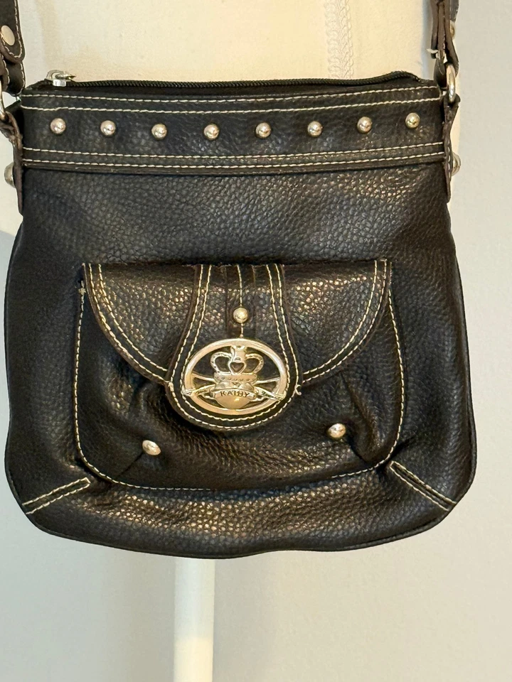 BOLSO BANDOLERA KATHY VAN ZEELAND NEGRO Y2K ROCK MOTO CADENA ACENTO CORREA Foto 2 de 4