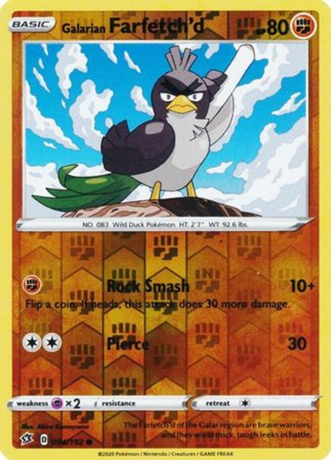 Galarian Farfetch'd - 094/192 - Common - Reverse Holo - Lightly Played