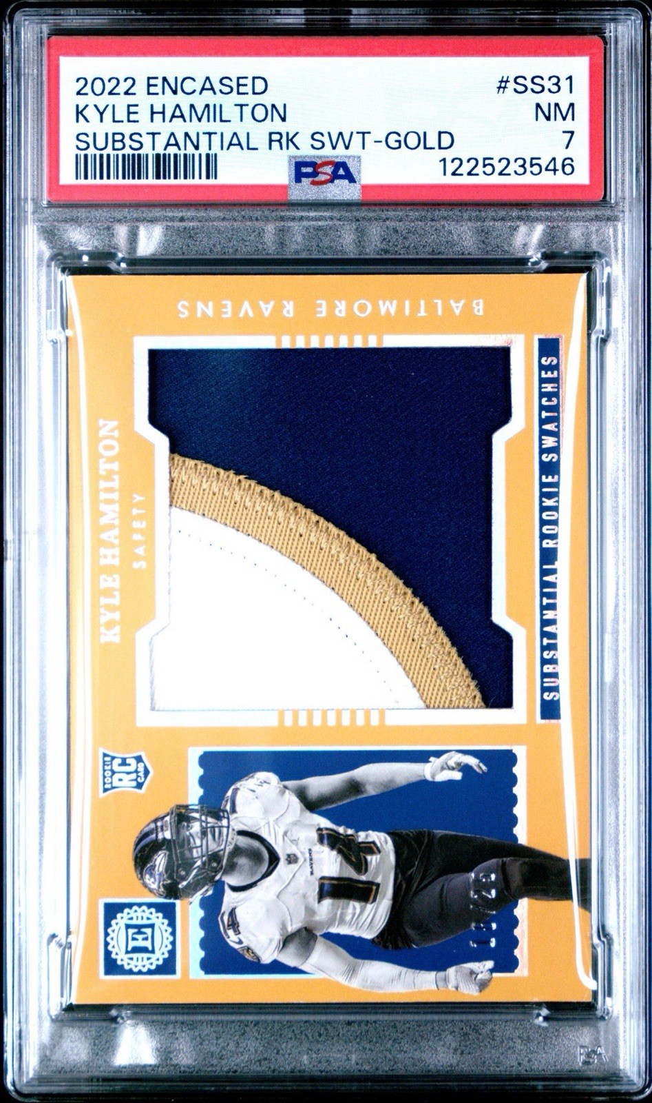 Kyle Hamilton Panini Encased Substantial Rookie Swatches #SS31 Gold