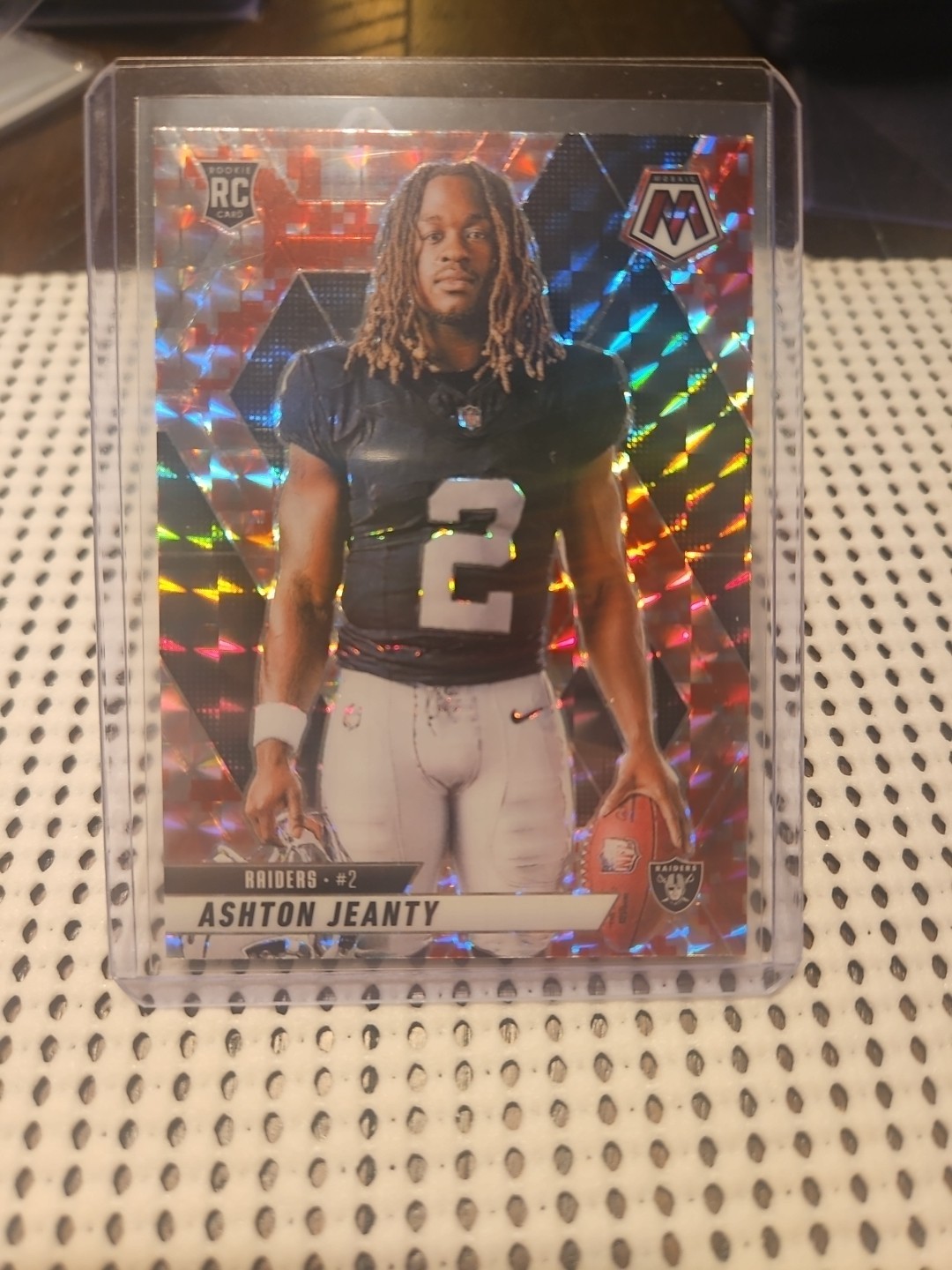 2025 Mosaic - Ashton Jeanty (RC) Red Camo Prizm #287 Las Vegas Raiders