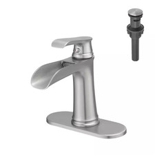 Single Handle Single Hole Bathroom Faucet with Deckplate Included Pop up Drain a
