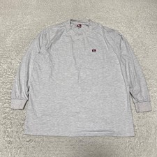 Camisa Ben Davis Hombre Extra Grande Gris Cuello Redondo Calce Relajado Ropa de Trabajo Bolsillo