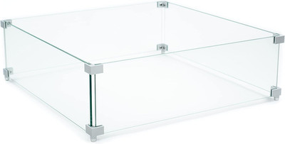 Tempered Glass Wind Guard for Square/Rectangular Fire Pit Table - 1/4'' Thick