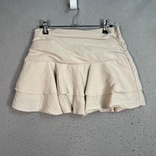 Zara Womens Beige Ruffled Mini Skirt Size Small Modal Blend