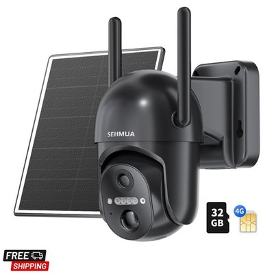 4G LTE Cellular Solar Security Camera Wireless Outdoor, No WiFi Solar Powered...