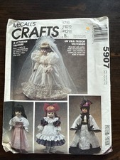 McCall Sewing Pattern 5907 Victorian Clothes 13" - 16" Doll Wedding Cape Uncut