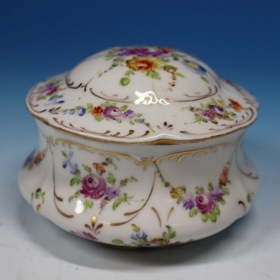 Dresden Germany Hand Painted Floral - Powder Jar