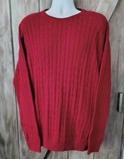 JAMES PRINGLE Cable Knit Sweater Red Mens XL Crew Neck Preppy Academia Office