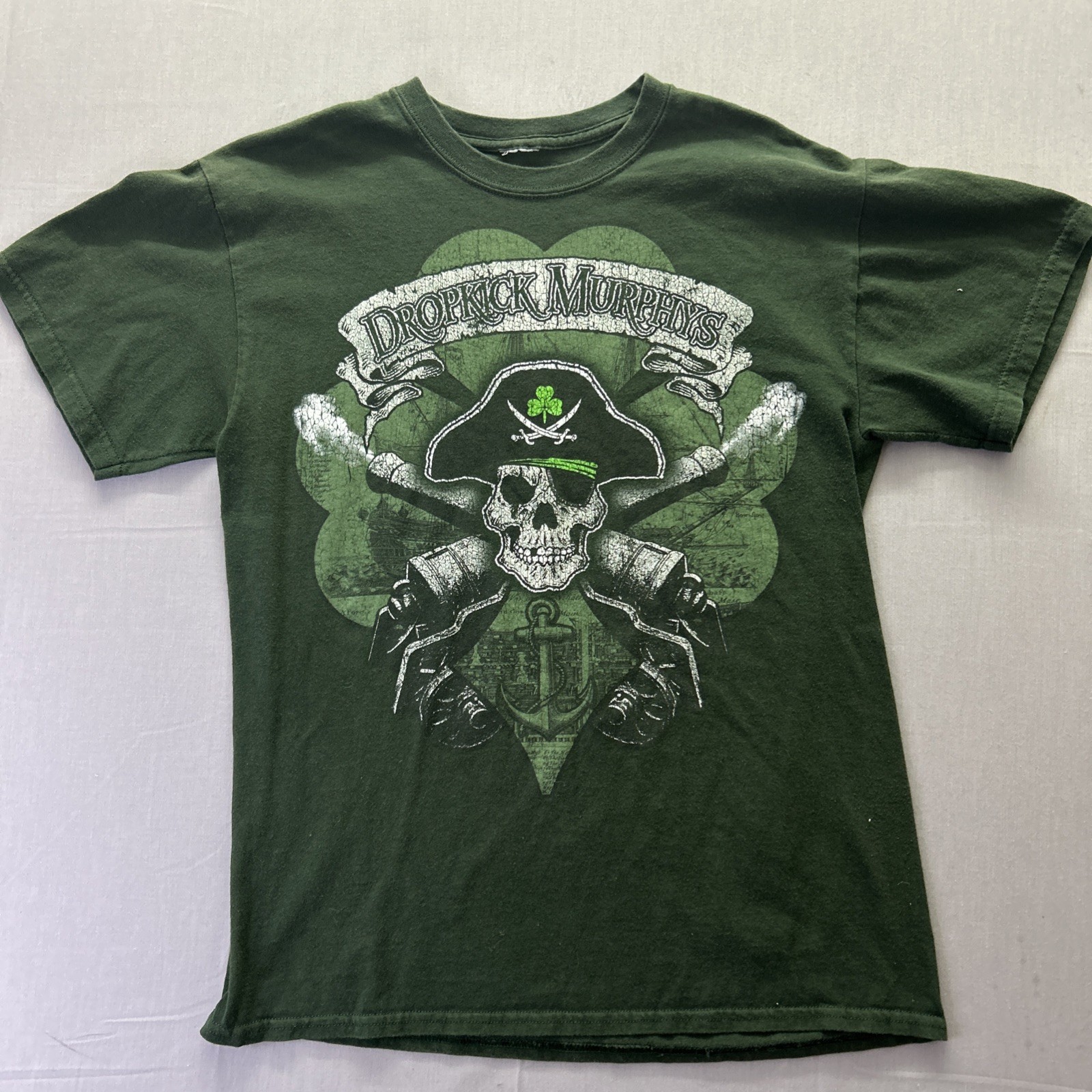 Dropkick Murphys Vintage T Shirt Punk Concert Tour Pirate Irish Mens Small Green