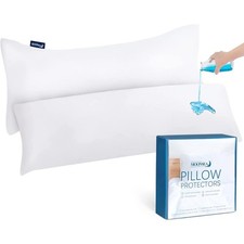 Waterproof Body Pillow Protector Cover 21x55 Inches 2 Pack White Zippered