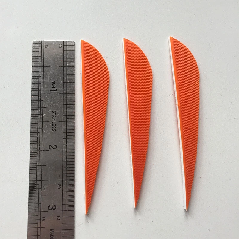 50PCS 3inch Orange Parabolic Fletches Feathers Fletching RW LW - Image 2 of 4